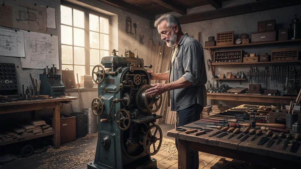 Artisan découvrant l’intérieur de sa machine après une formation artisanale transformant sa vision du métier