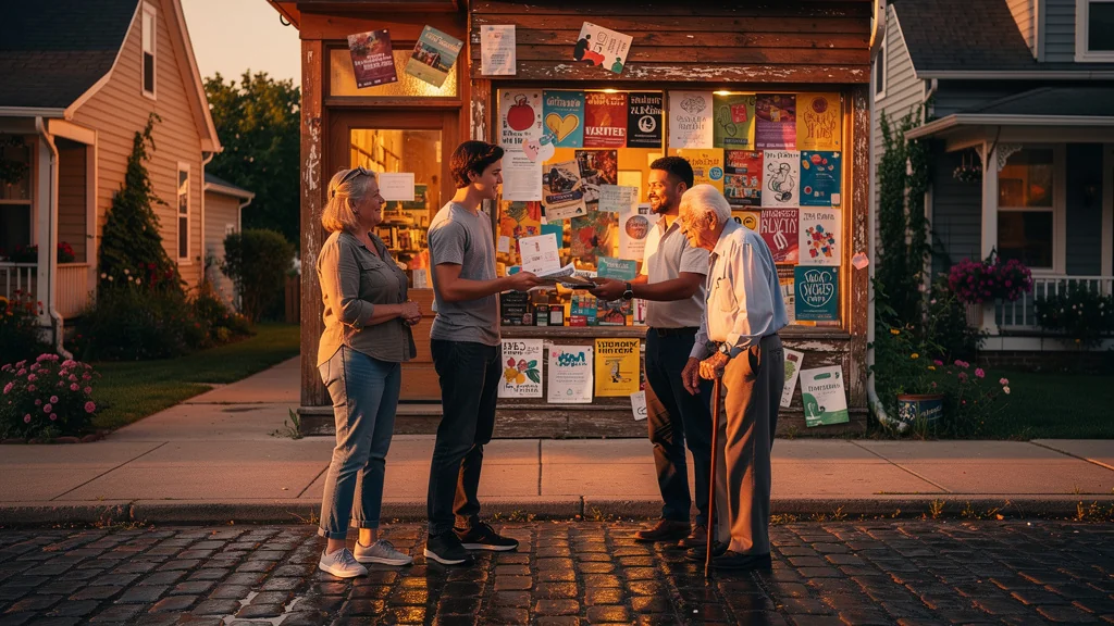 Communication locale authentique valorisée plus que la publicité nationale avec flyers et bouche-à-oreille