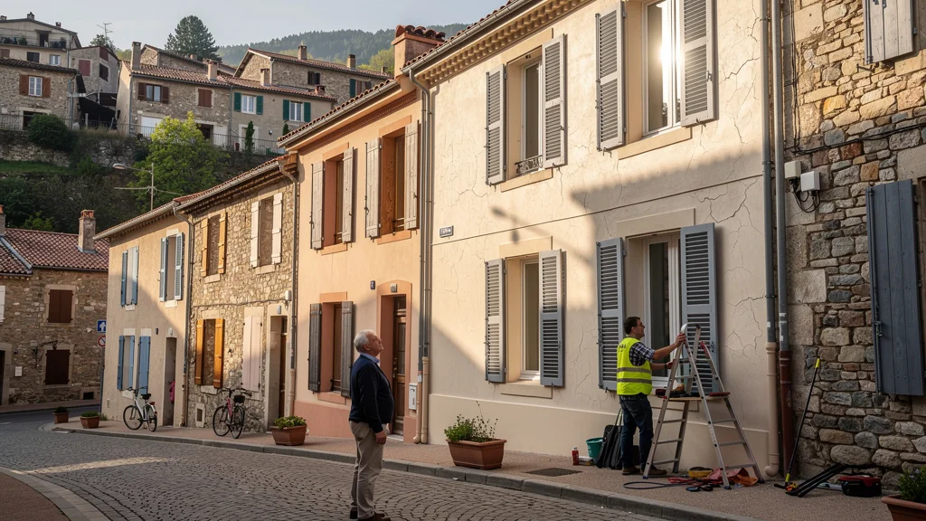 Façades rénovées au Cheylard avec aide communale, rue historique en rénovation