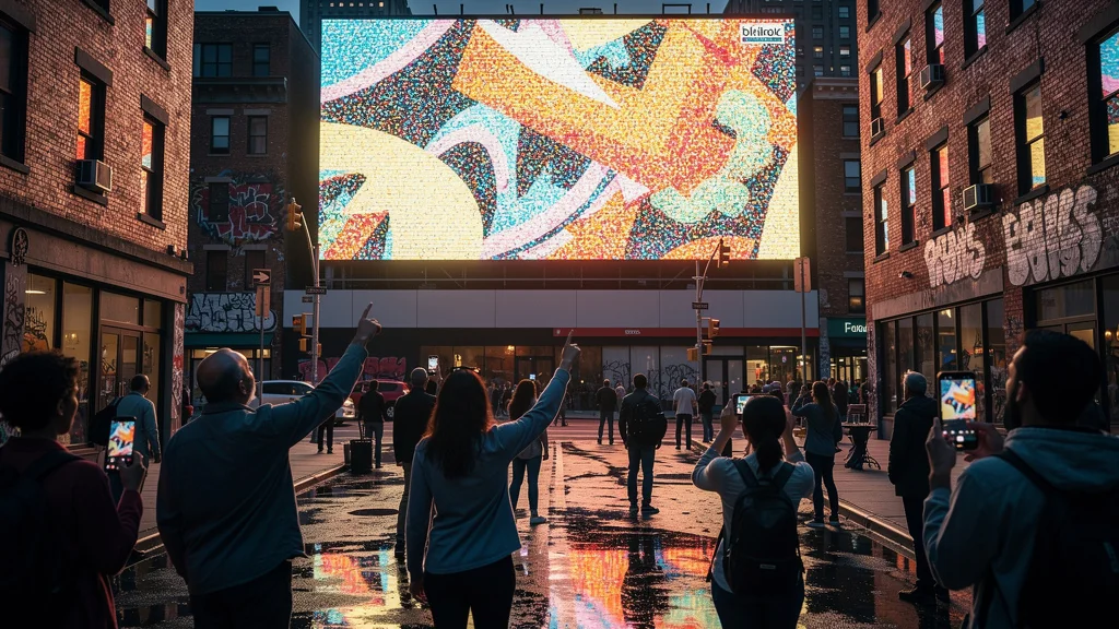 Image hyper-réaliste d’un panneau d’affichage animé après 6 semaines en milieu urbain